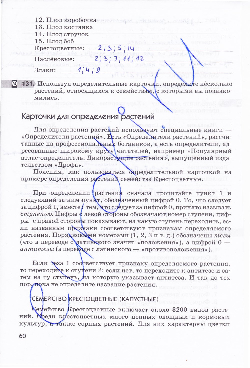 Биология 6 класс рабочая тетрадь Многообразие покрытосеменных растений Пасечник - страница 60
