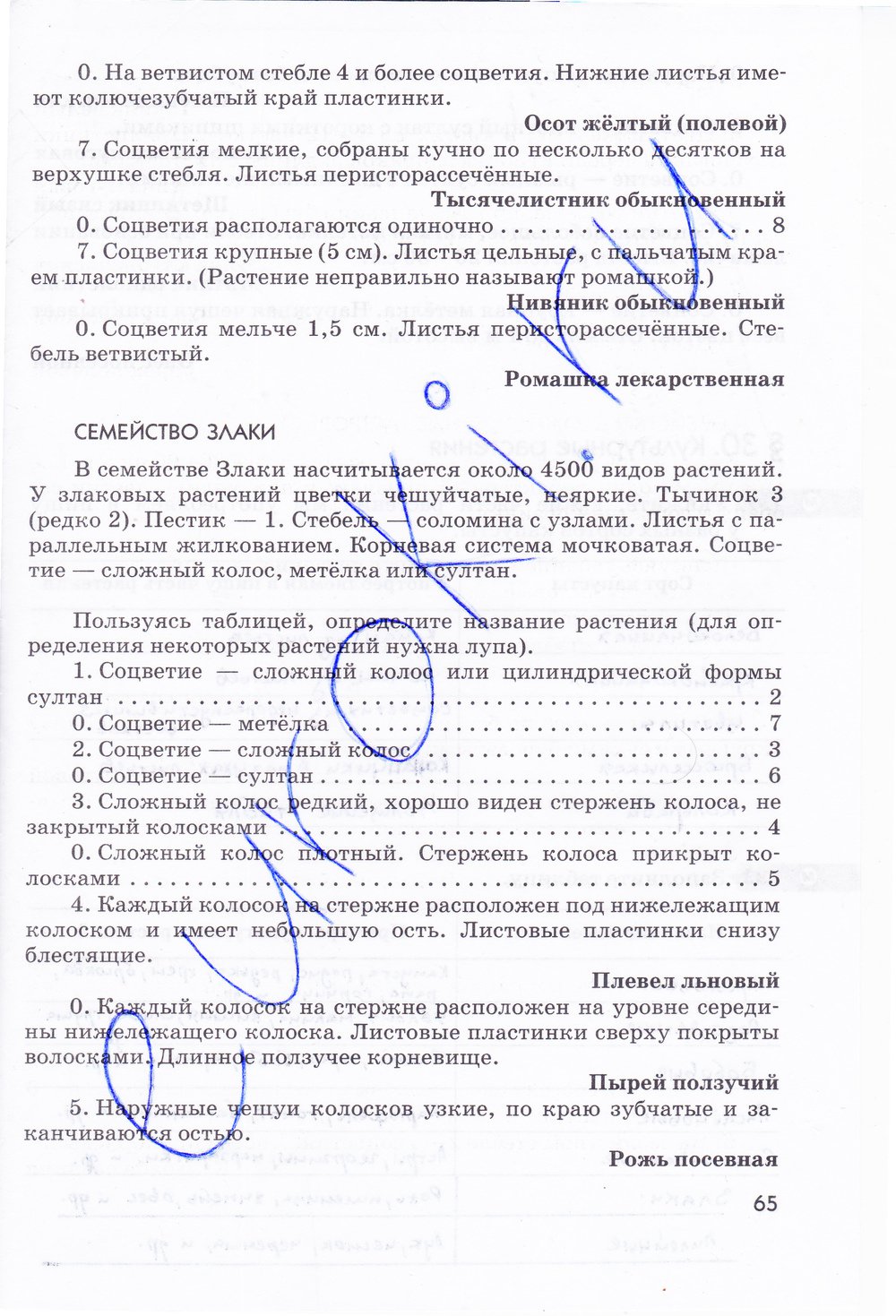 Биология 6 класс рабочая тетрадь Многообразие покрытосеменных растений Пасечник - страница 65
